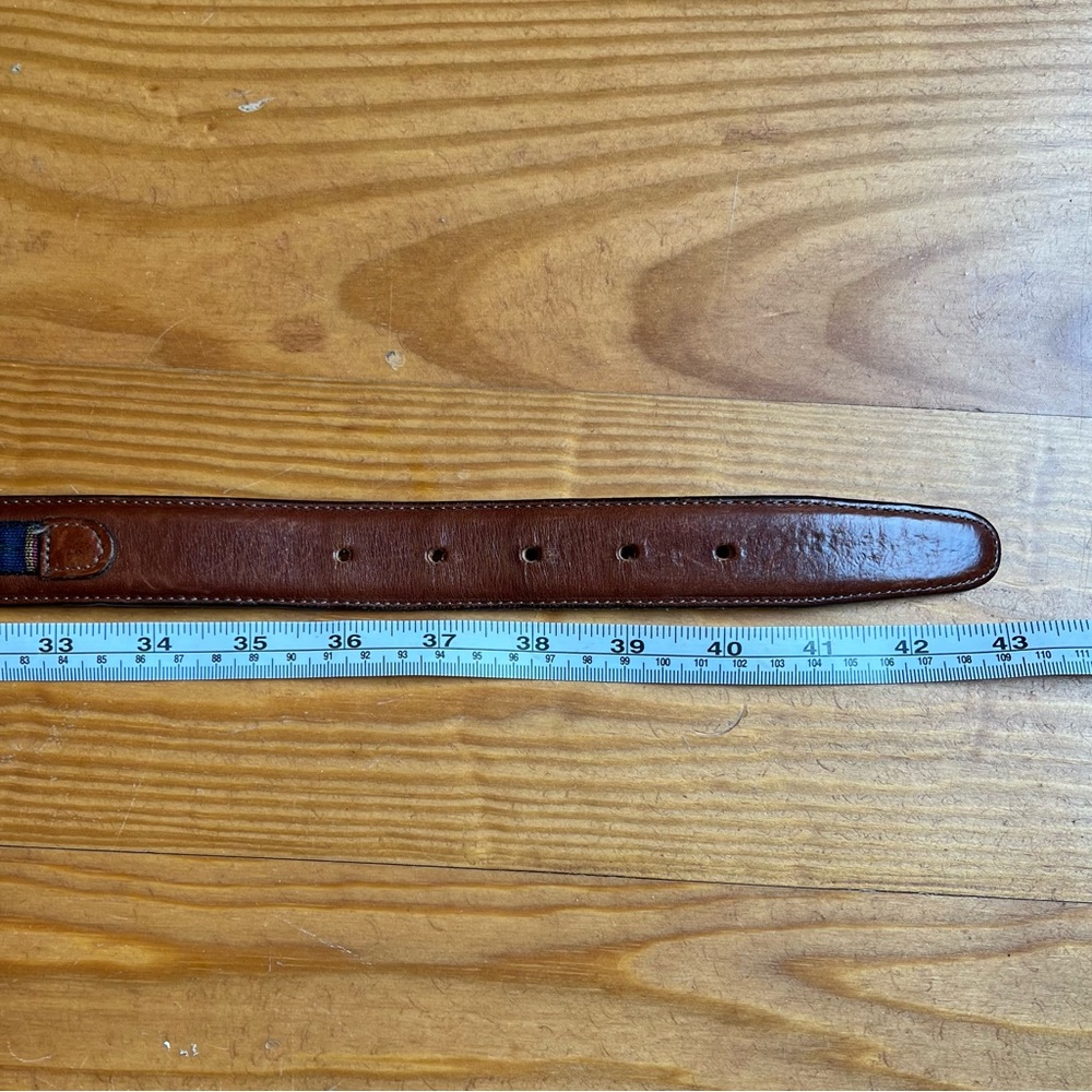 Mens Leather Aztec Tribal Western Inlayed Belt Brass Buckle Size 38 Multi USA - Picture 11 of 12